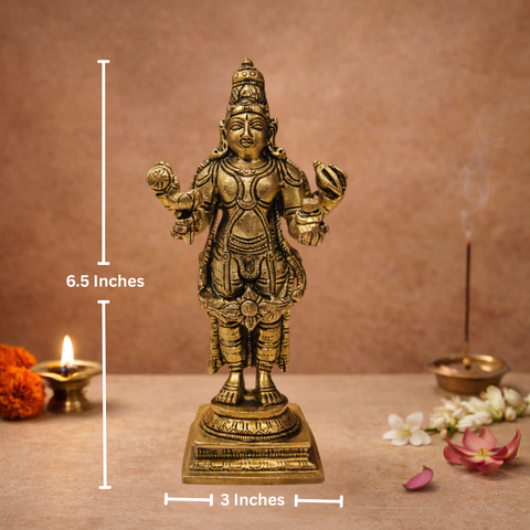 Brass Dhanvantri Idol – 6.3 Inch Standing Statue
