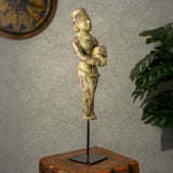 Mohenjo Daro Woman Wooden Statue on Iron Stand (Earthy)