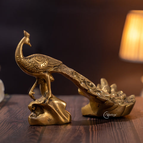 Brass Peacock Tabletop Décor