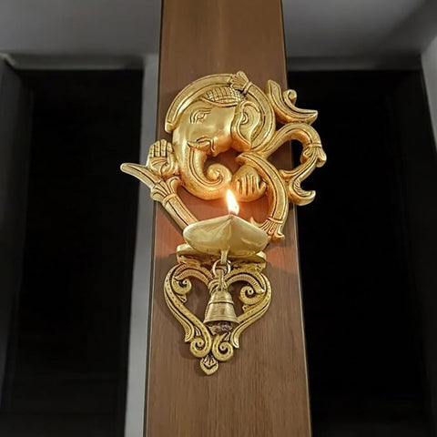 Brass OM Ganesh Face Wall Decor
