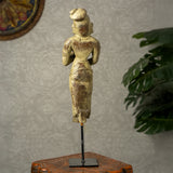 Mohenjo Daro Woman Wooden Statue on Iron Stand (Earthy)