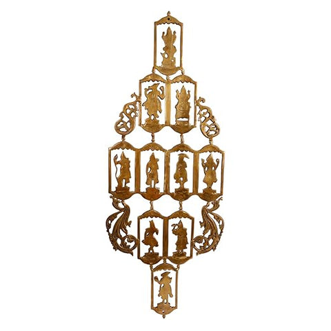 Brass Vishnu Dashavatara Wall Hanging/Ten Avatars of Lord Vishnu