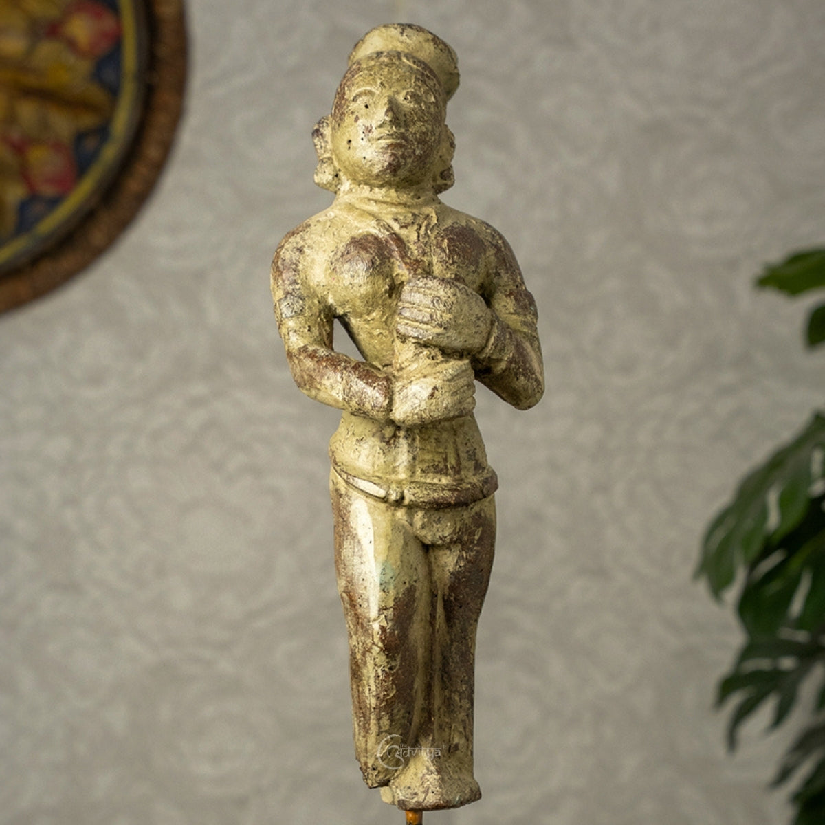 Mohenjo Daro Woman Wooden Statue on Iron Stand (Earthy)