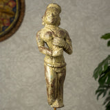 Mohenjo Daro Woman Wooden Statue on Iron Stand (Earthy)