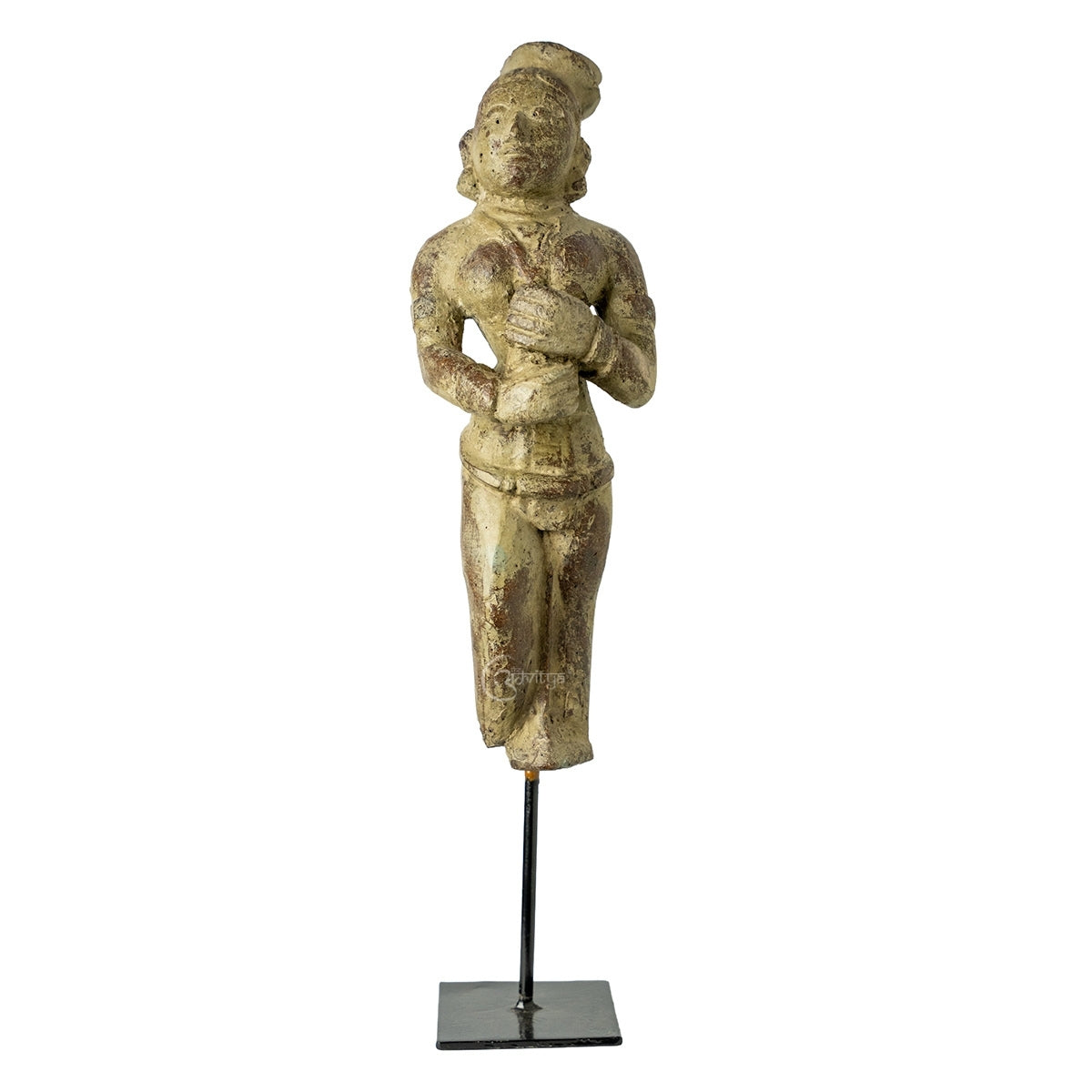 Mohenjo Daro Woman Wooden Statue on Iron Stand (Earthy)