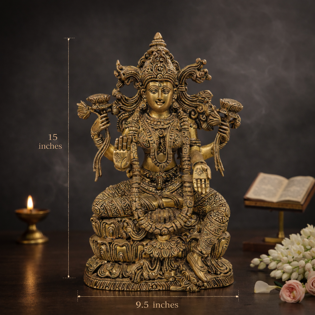 Maa Lakshmi Chola Idol  | Brass Statue | Decor & Gifting | 15 Inches