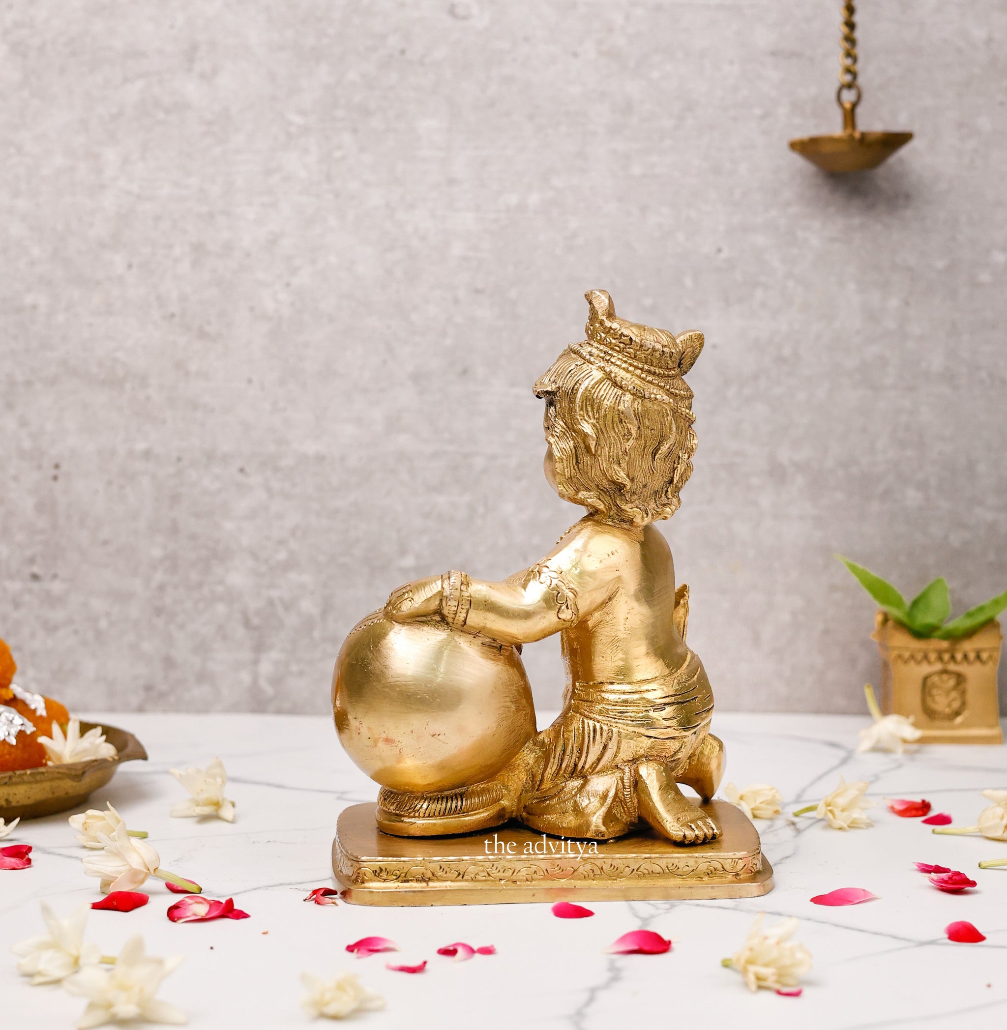 Brass Lord Krishna - Baal Gopal idol With Butter
