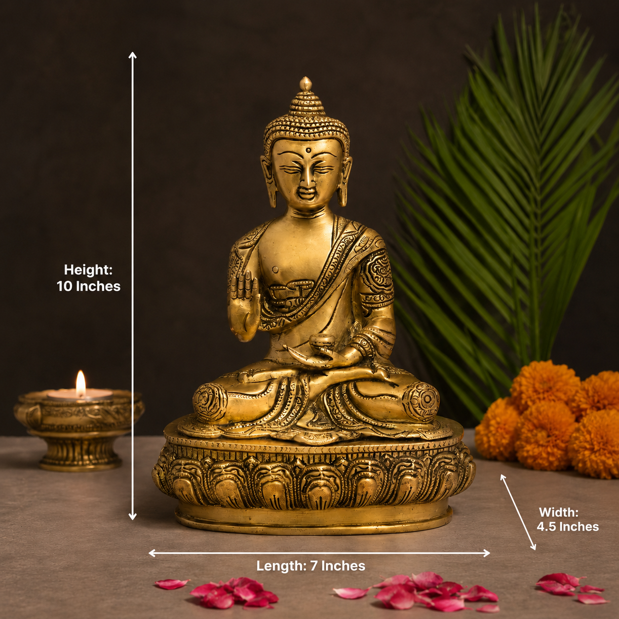 Peaceful Sitting Buddha Fine Brass Statue