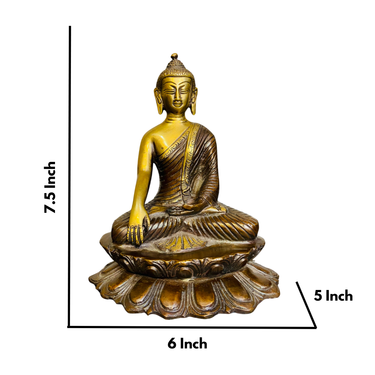 Brass Sitting Buddha Sculpture – Symbol of Enlightenment 7.5 Inch