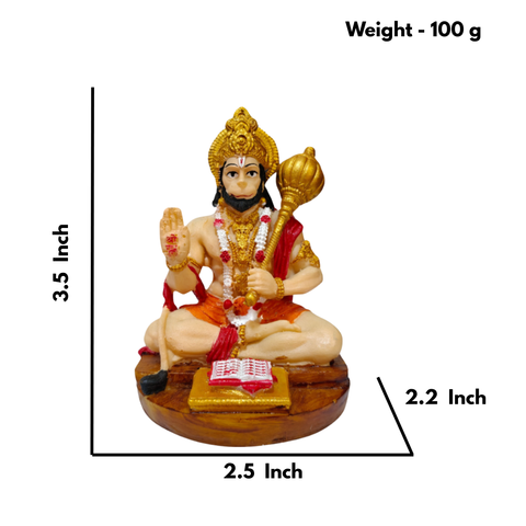 Lord Hanuman Statue Sitting with Gada & Scriptures
