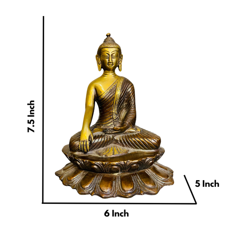 Brass Sitting Buddha Sculpture – Symbol of Enlightenment 7.5 Inch