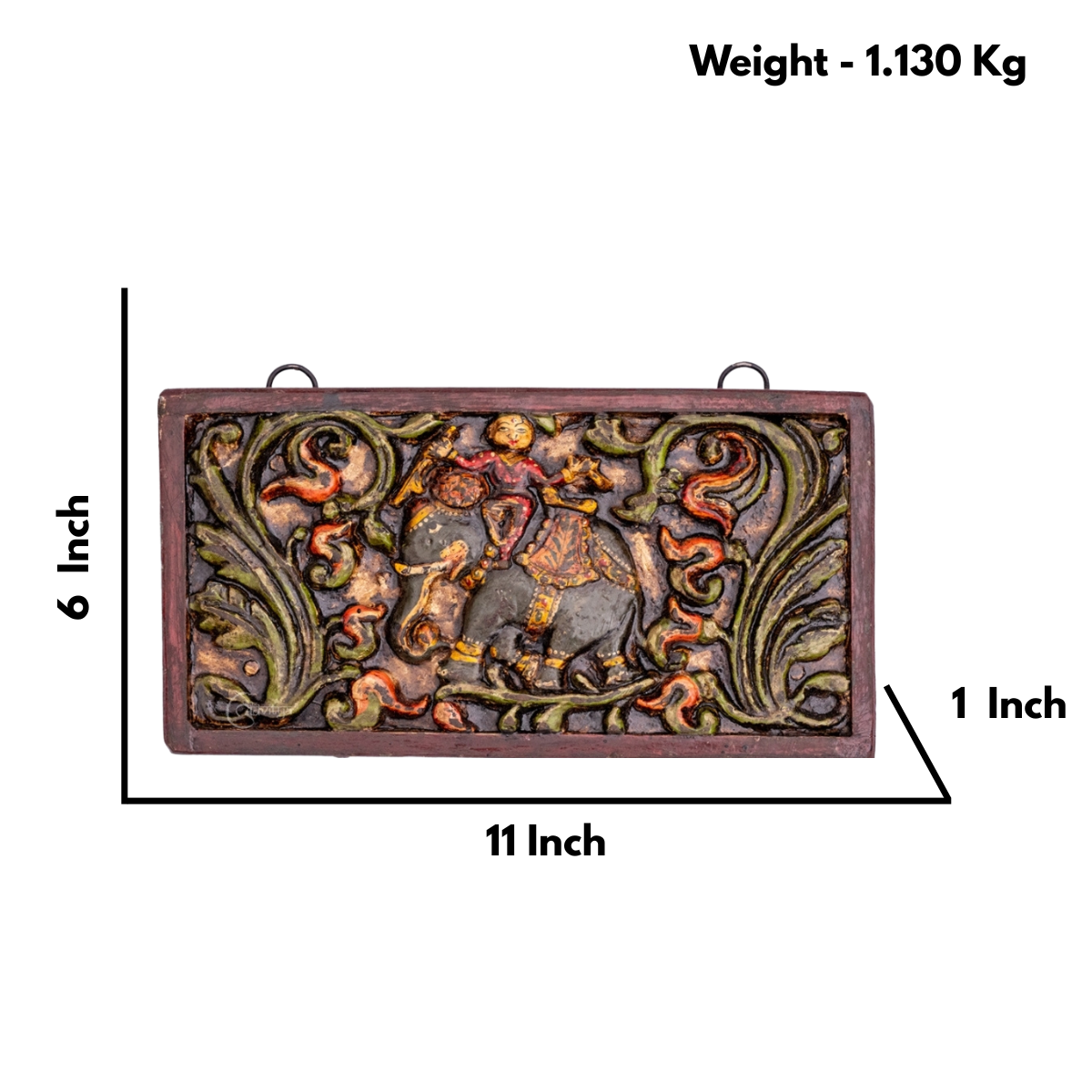 "Wooden Gajah (Elephant) Carved Wall Panel "