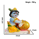 Marble Lord Krishna - Baal Gopal With Butter with Base