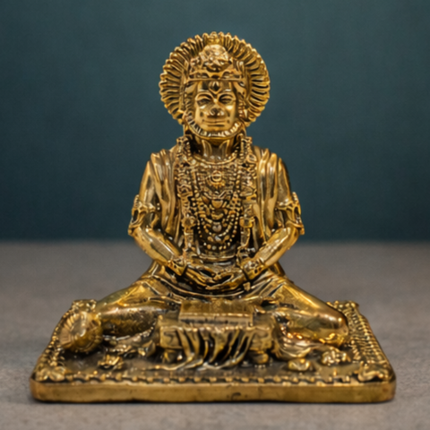 Hanuman Statue | Sitting Posture | Brass Superfine Finish | Pooja & Gifting Essential | Car Dashboard Decor | 3 Inches