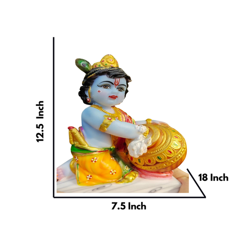 Marble Lord Krishna - Baal Gopal With Butter with Base