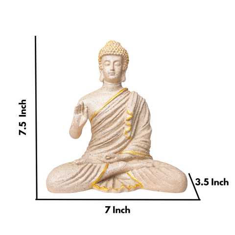 Resin Blessing Beige Buddha Statue