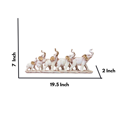 Resin Five Elephants On Base Showpiece