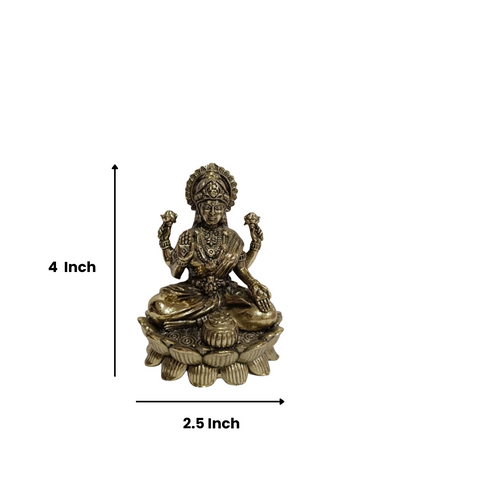 Superfine Brass Laxmi & Ganesh Idol on Lotus Base – Decorative Pooja Murti for Home & Office (4 Inch)