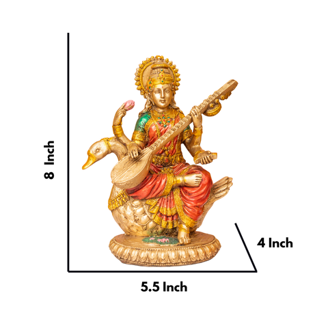 Resin Saraswati sitting on Hans Statue