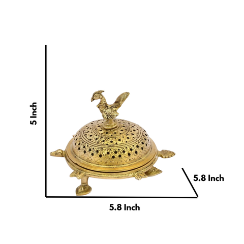 Tortoise Incense Box With Peacock