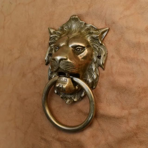 Brass lion door knocker