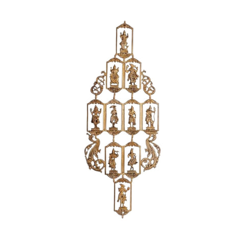 Brass Vishnu Dashavatara Wall Hanging/Ten Avatars of Lord Vishnu
