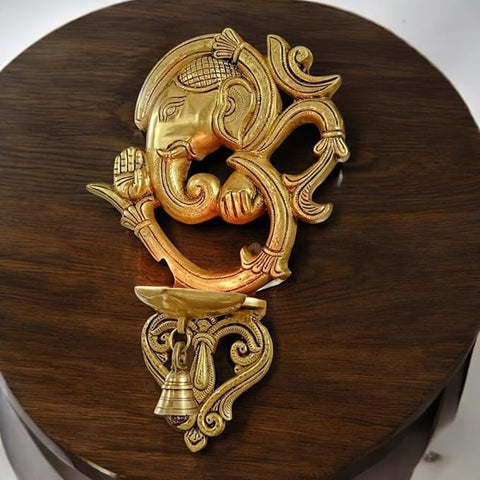 Brass OM Ganesh Face Wall Decor