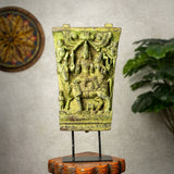 Wooden Shiva Parvathi with Nandi on Iron Stand (Lemon)