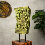 Wooden Shiva Parvathi with Nandi on Iron Stand (Lemon)