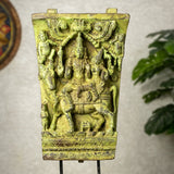 Wooden Shiva Parvathi with Nandi on Iron Stand (Lemon)