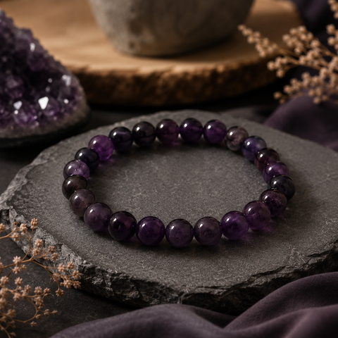 Natural Amethyst Bracelet for Inner Peace, Mental Clarity & Spiritual Protection