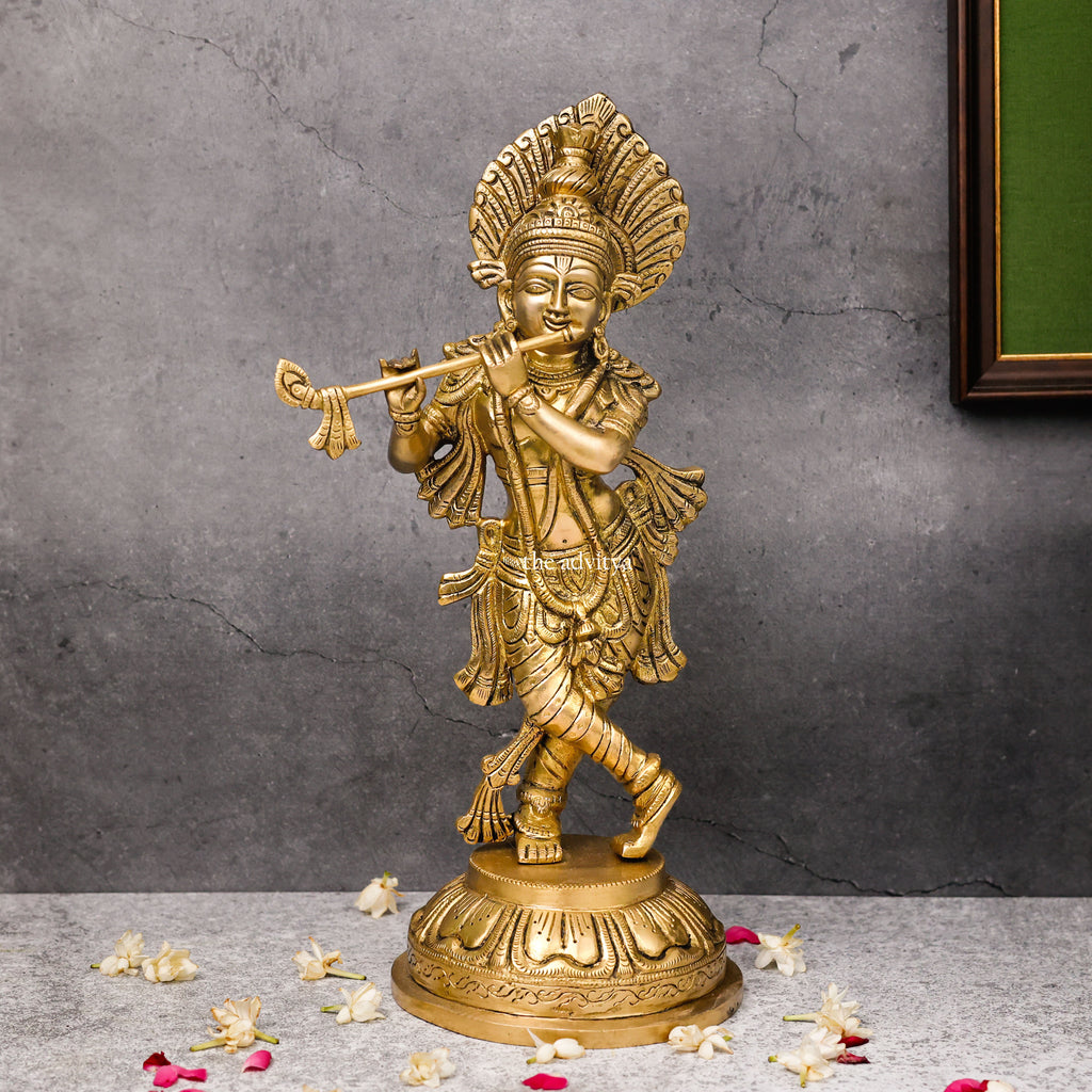 Vasudeva,Shyam,Nandakishore,Murari,Madhvav, Mukunda,Keshava,Hary,Hari,Govnda, Brass Antique Lord Krishna