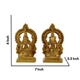 Brass Lakshmi Ganesha Statue Pair in Ring
