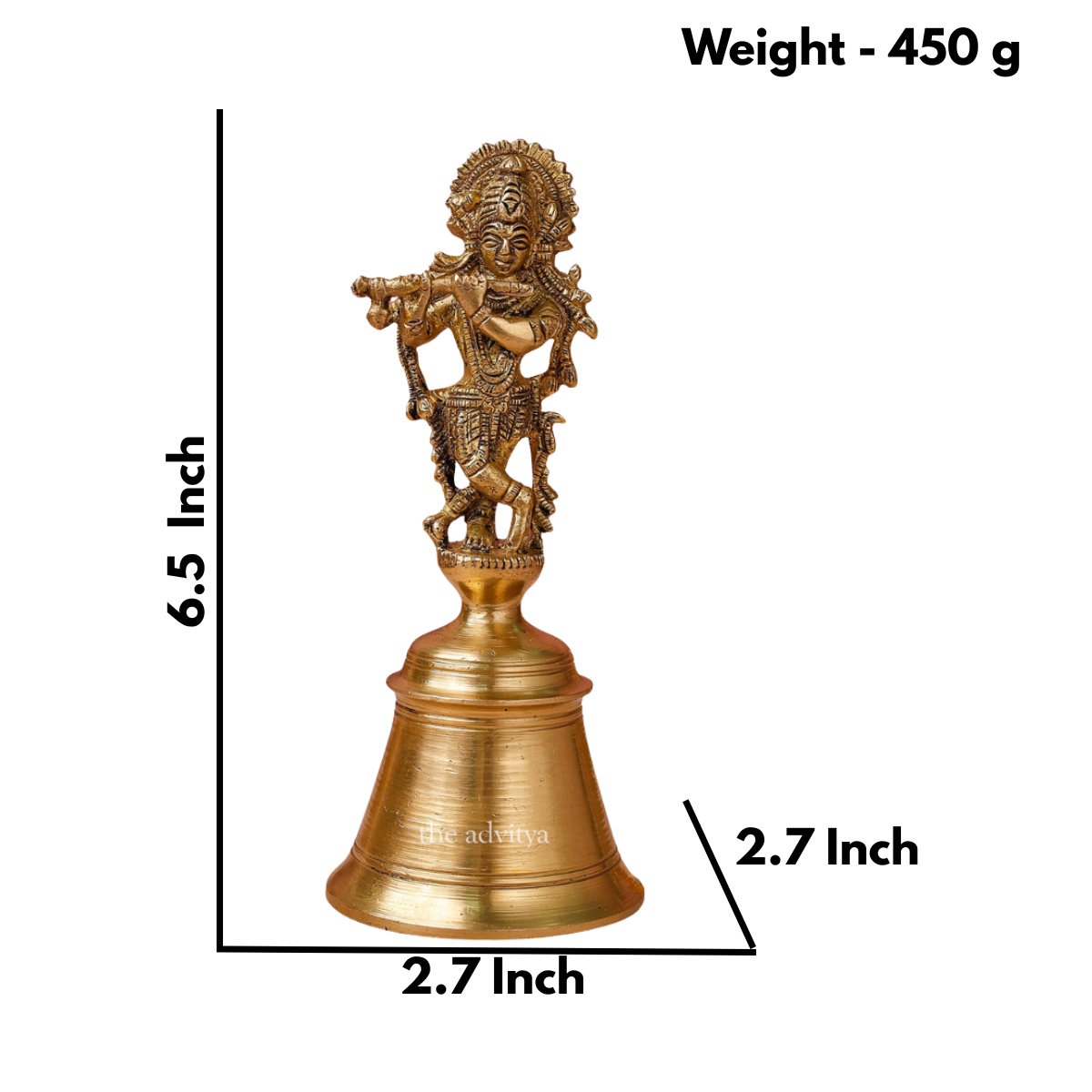 Brass Krishna Bhagwan Statue on Bell