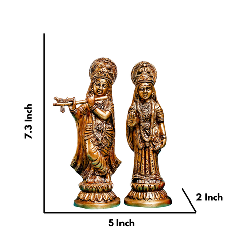 Handcrafted Brass Radha Krishna Statue Standing Pair