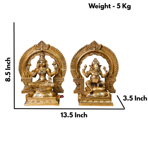 Brass Laxmi Ganesh Idol with Curved Ring