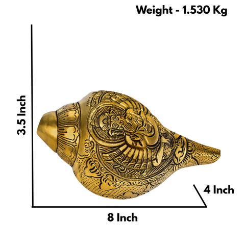 Brass Ganesh Carved Shell Shankh