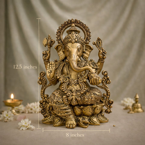 Ganpati Vighnaharta Brass Murti Home & Pooja Decor, Gifting | 12.5 Inches