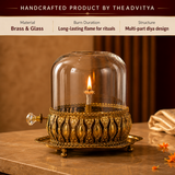 Brass Akhand Jyot Diya With Adjustable Bati Knob( Extra Large,200 Ml )