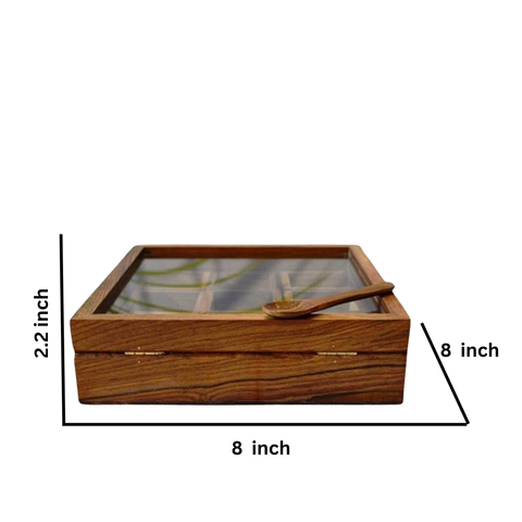 Wooden Spice Box With Spoon