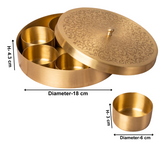 Brass Etched Spice Box/Masala Dani Gift