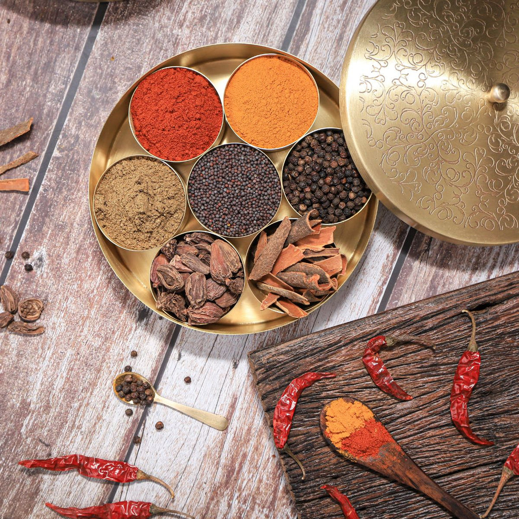 The Advitya Brass Masala/Spice Box Small Size Spice Box
