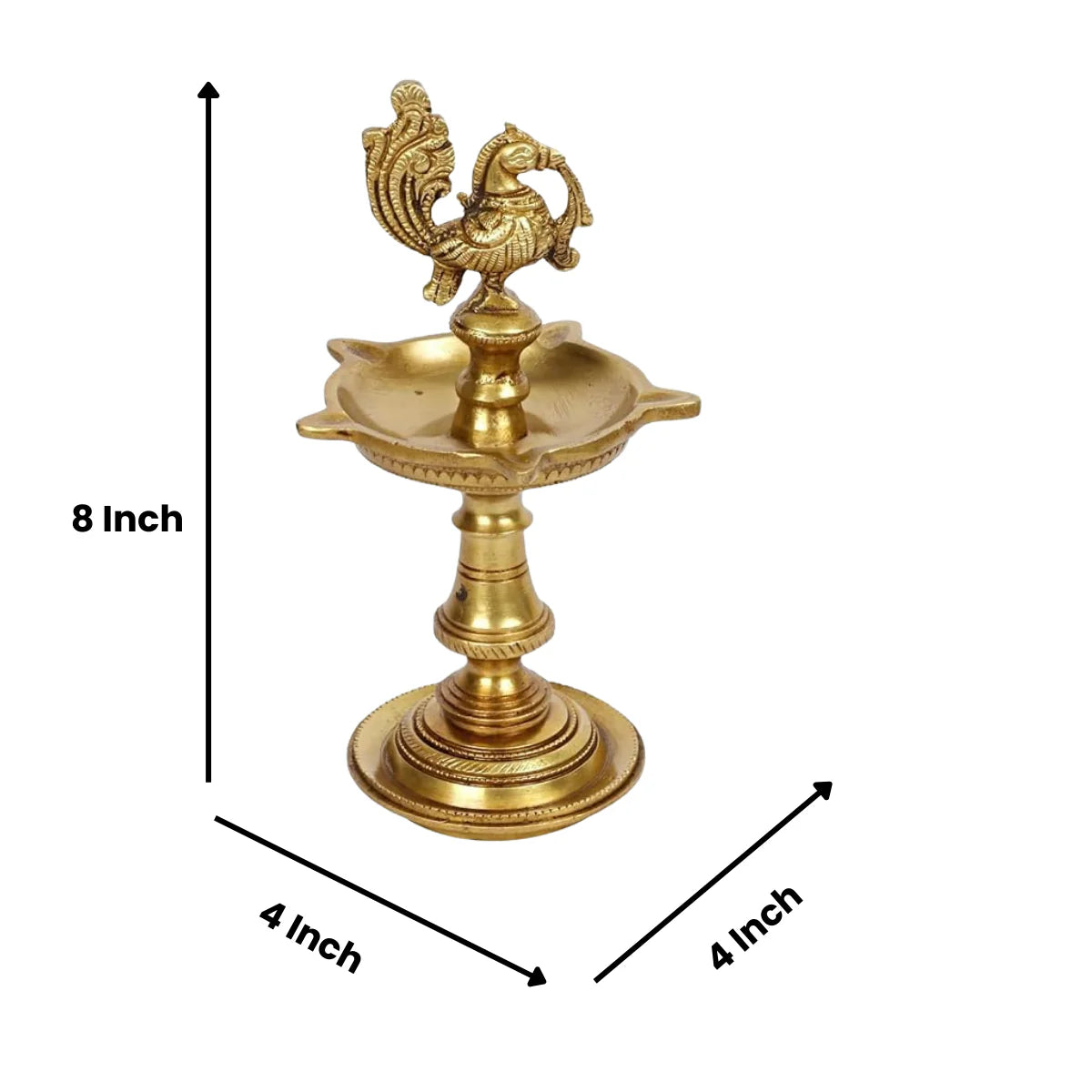 Brass Peacock Oil Lamp (Set of 2) | Traditional Deepak for Puja & Decoration