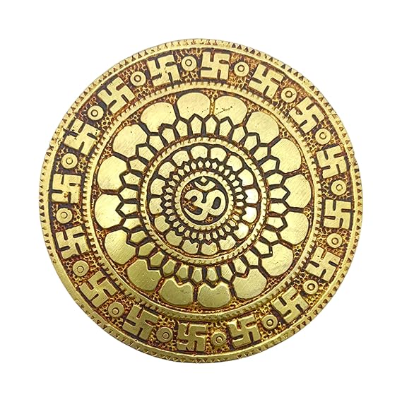 Brass Swastik & OM Chowki for Pooja (Medium)
