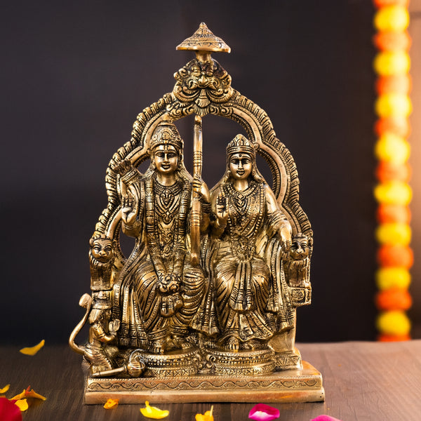 Brass Sita Ram With Hanuman Statue