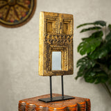 Wooden Mehrab Frame with Mirror - Jharokha on Iron Stand (Yellow)