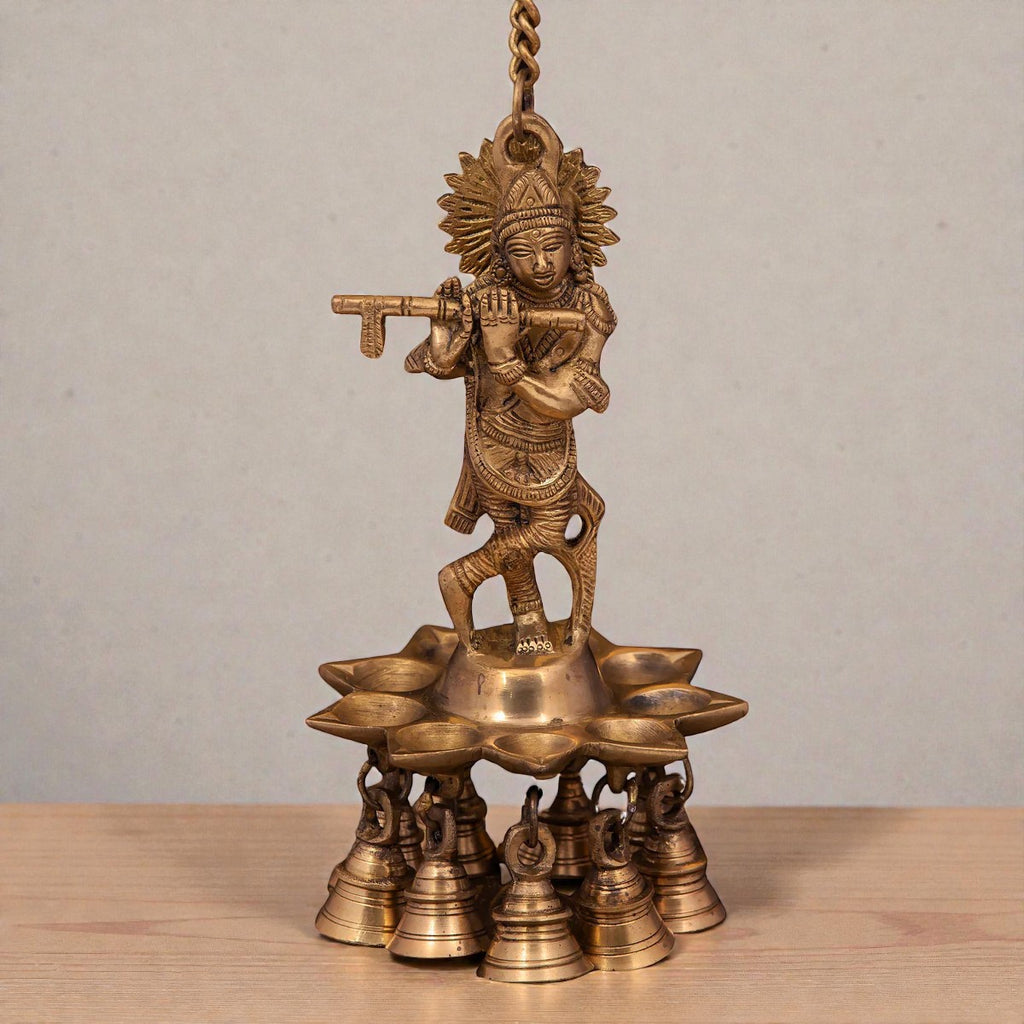 Krishna Hnaging Diya With Bell 8 inch
