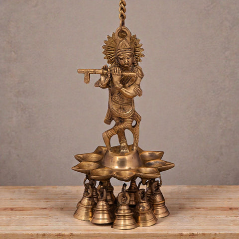 Krishna Hnaging Diya With Bell 8 inch