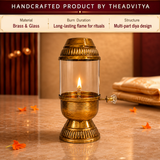 Elegant Brass Oil Akhand Jyot Diya With Adjustable Bati ( Medium, 180 ml Capacity )