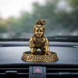 Laddu Gopal Krishna Idol | Crawling Bal Krishna | Brass Superfine Finish | Pooja Essential | 3 Inches